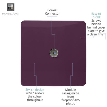 Trendi Artistic Modern Glossy Tactile TV Socket Plum