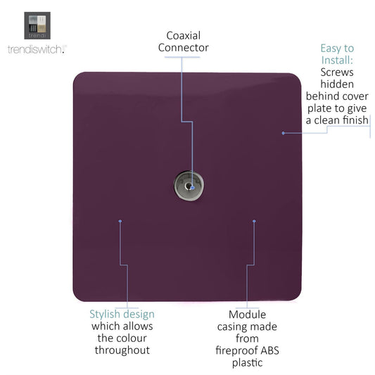 Trendi Artistic Modern Glossy Tactile TV Socket Plum