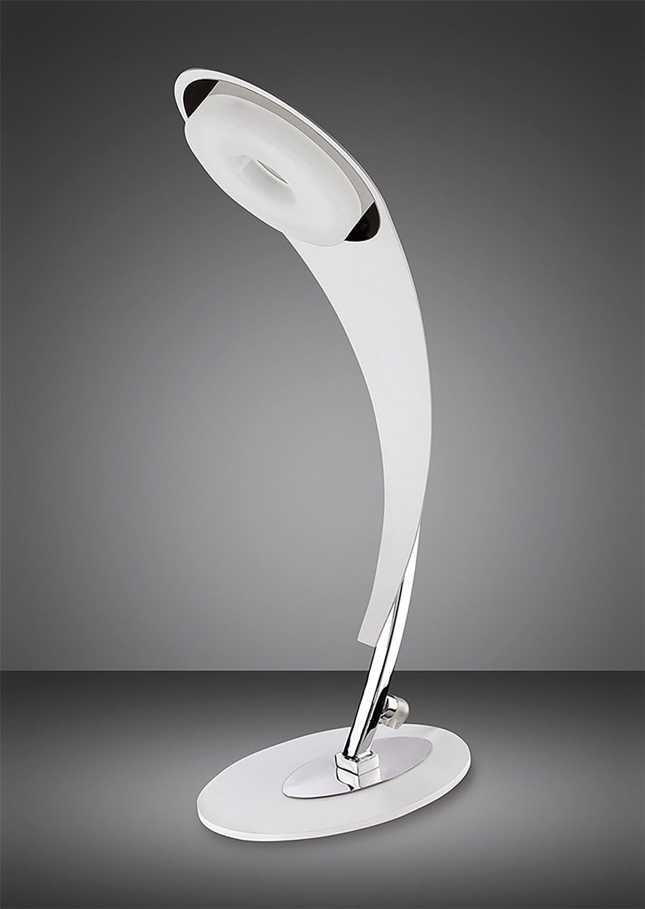 Mantra Fusion Tess Table Lamp 1 Light 5W LED 3000K, 450lm, Matt White/Frosted Acrylic/Polished Chrome, 3yrs Warranty