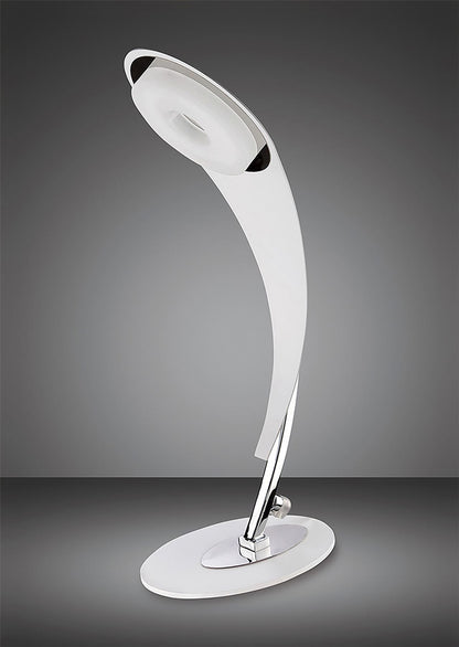 Mantra Fusion Tess Table Lamp 1 Light 5W LED 3000K, 450lm, Matt White/Frosted Acrylic/Polished Chrome, 3yrs Warranty