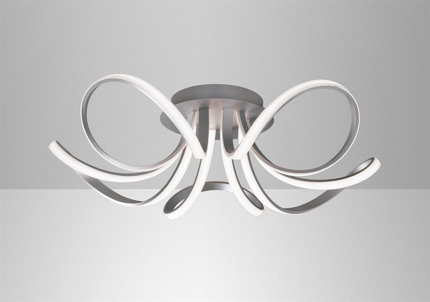Mantra M5916 Knot Ceiling 74cm Round 5 Looped Arms 60W LED 3000K, 4800lm, Dimmable Silver/Frosted Acrylic/Polished Chrome, 3yrs Warranty - M5916 Ceiling