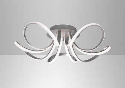Mantra M5916 Knot Ceiling 74cm Round 5 Looped Arms 60W LED 3000K, 4800lm, Dimmable Silver/Frosted Acrylic/Polished Chrome, 3yrs Warranty - M5916 Ceiling