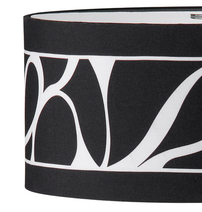 Mantra Manhattan Table Lamp 2 Light L1/SGU10, Polished Chrome/Frosted Glass with Black Patterned Shade, CFL Lamps INCLUDED