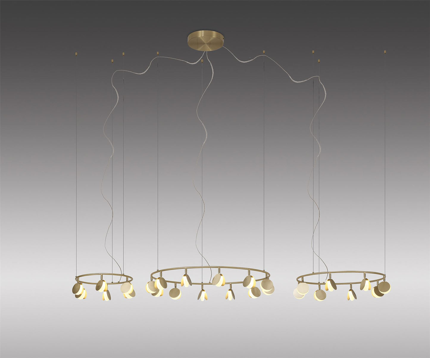Mantra Shell 86cm 12+8+4 Light Pendant, Round, 120W LED, 3000K, 6360lm, Gold, 3yrs Warranty