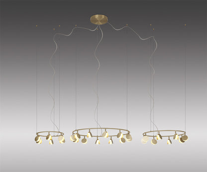 Mantra Shell 86cm 12+8+4 Light Pendant, Round, 120W LED, 3000K, 6360lm, Gold, 3yrs Warranty