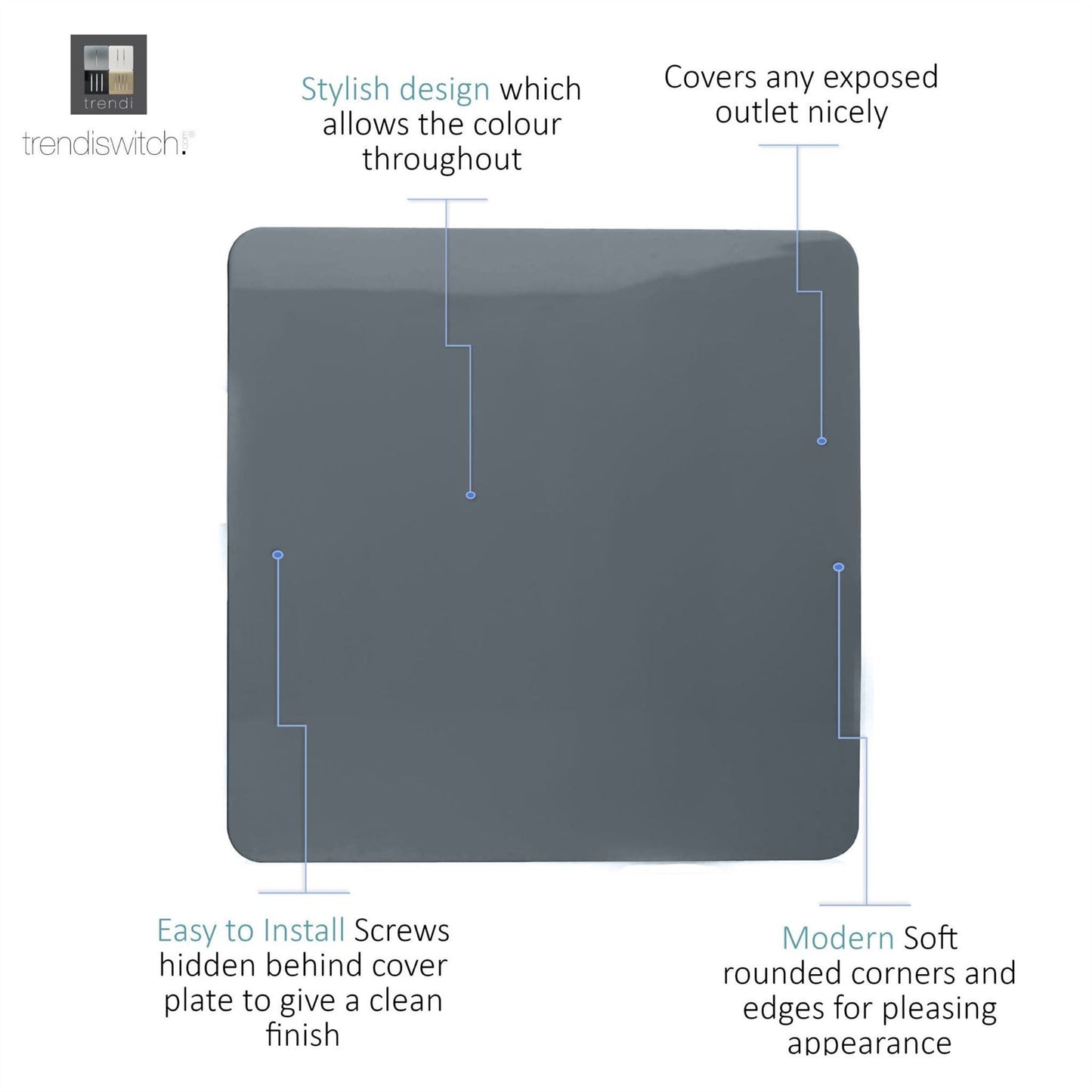 Trendi Artistic Modern Glossy Tactile Single Blanking Plate Warm Grey