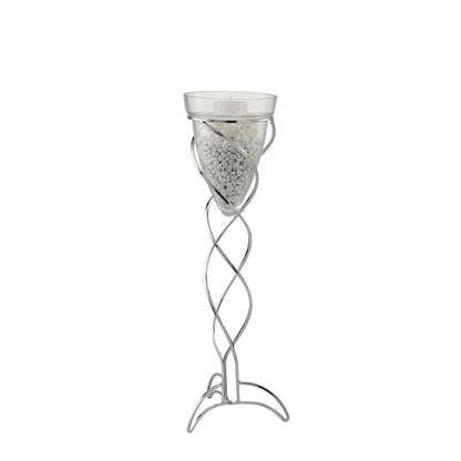Diyas Home (DH) Tessa Cone Candle Holder 70Cm Polished Chrome/Clear Glass Art