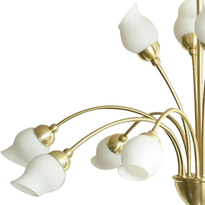 Diyas Rimini 69cm  12 Light G9 Satin Brass/Opal Glass Ceiling Pendant Light Fitting