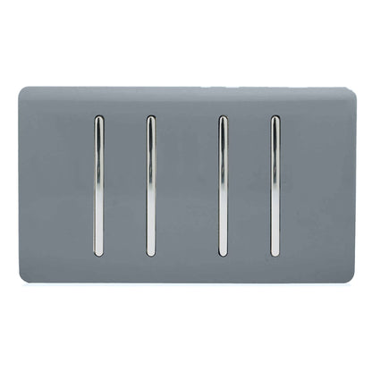 Trendi 4 Gang 3 Way Intermediate Artistic Modern Glossy 10 Amp Rocker Light Switch Warm Grey