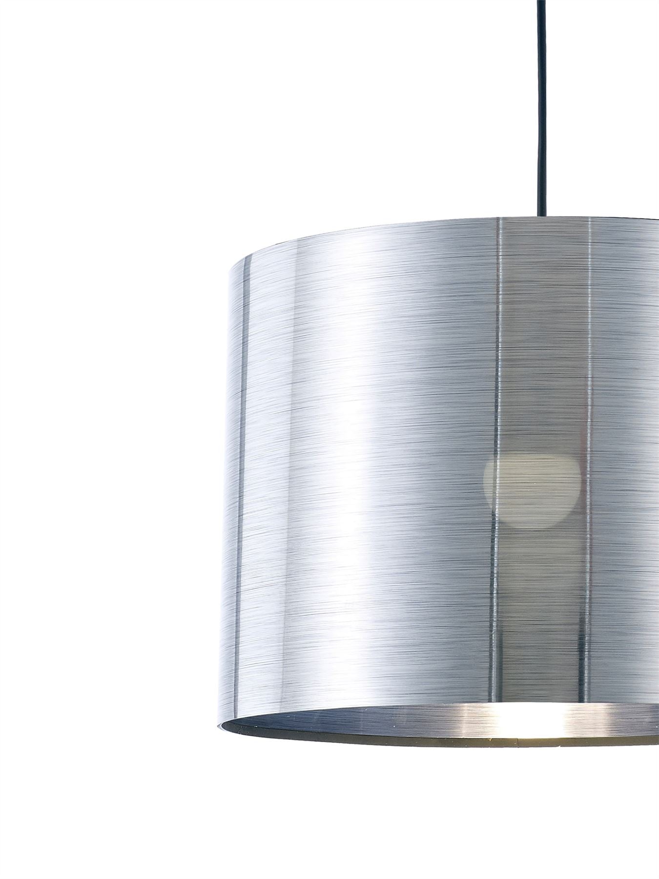 Deco Dako Black Pendant 1 Light E27 with 350 x 250mm Metallic Chrome Finish Cylinder Shade, c/w Ceiling Bracket