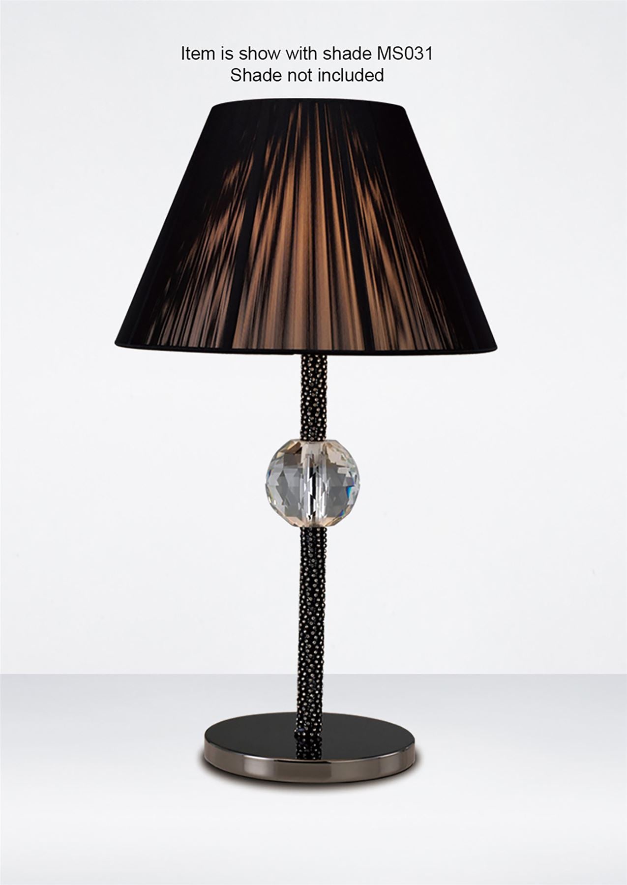Diyas Elena Crystal Table Lamp 1 Light E27 WITHOUT SHADE Black Chrome