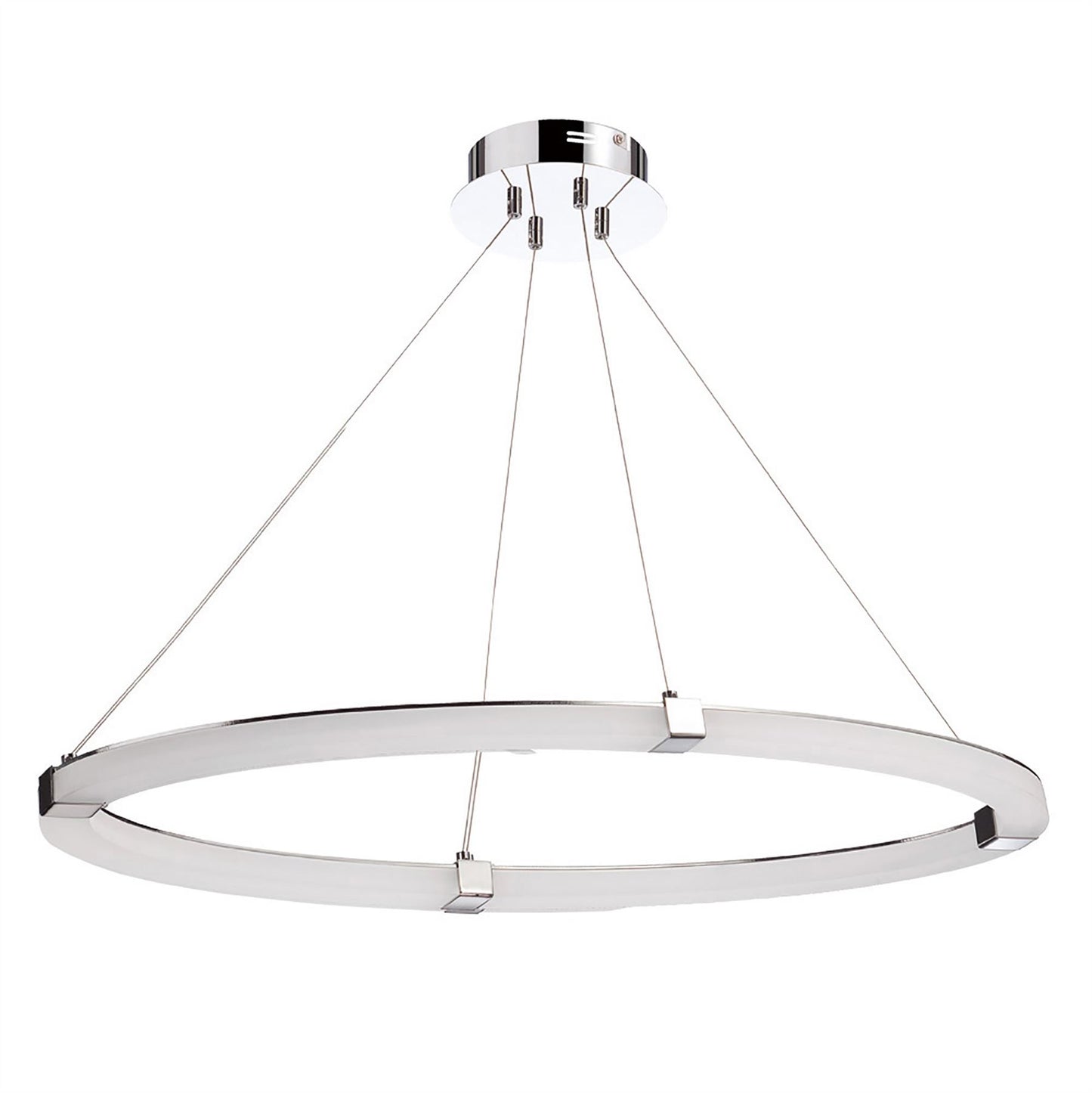 Mantra Fusion Taccia Taccía Pendant 28W LED Oval 3000K, 2500lm, Polished Chrome/Frosted Acrylic, 3yrs Warranty