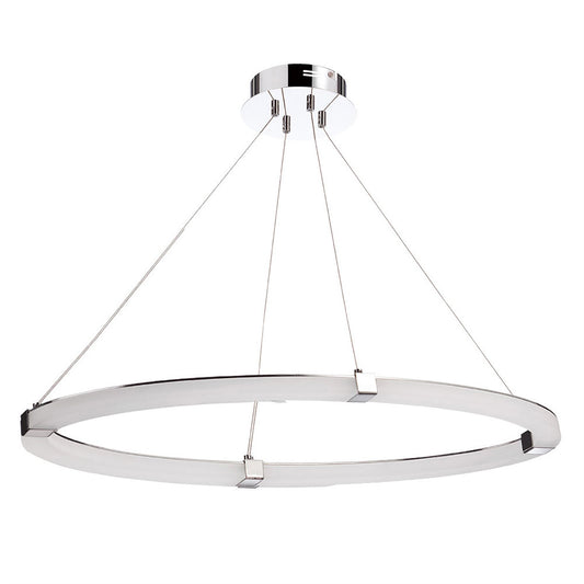 Mantra Fusion Taccia Taccía Pendant 28W LED Oval 3000K, 2500lm, Polished Chrome/Frosted Acrylic, 3yrs Warranty