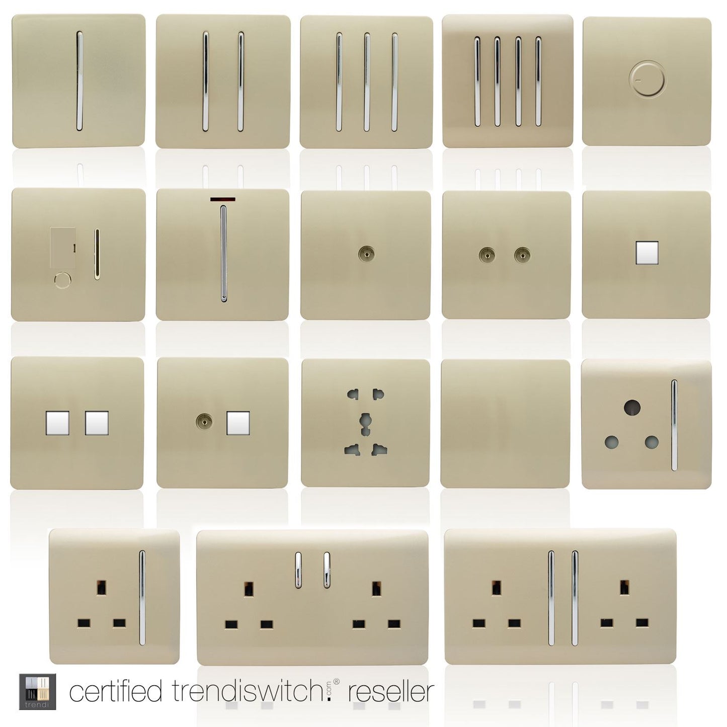 Trendi  TV Co-axial Socket + RJ45 Cat 5e & Cat 6 PC Ethernet Socket Gold