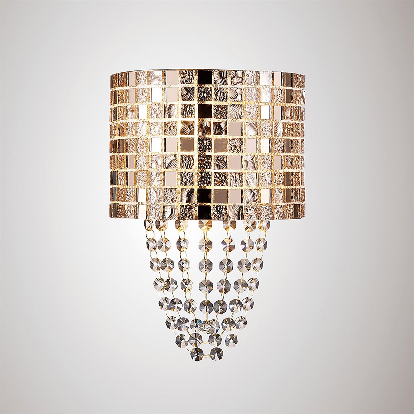 Diyas Camden Wall Light 2 Light G9 Rose Gold/Mosaic Glass/Crystal