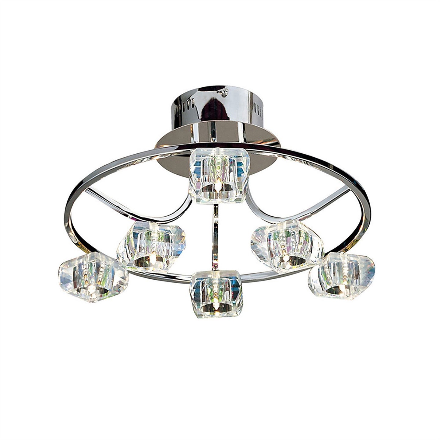 Diyas Polana 46cm Semi Flush Round 6 Light G4 Polished Chrome, NOT LED/CFL Compatible