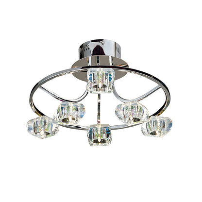 Diyas Polana 46cm Semi Flush Round 6 Light G4 Polished Chrome, NOT LED/CFL Compatible