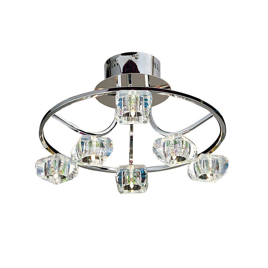 Diyas Polana 46cm Semi Flush Round 6 Light G4 Polished Chrome, NOT LED/CFL Compatible