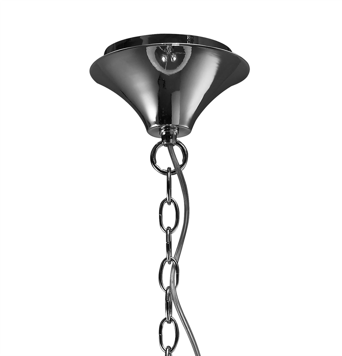 Mantra M3860 Tiffany Pendant 3+3 Light E14+G9, Polished Chrome with White Shade & Clear Crystal