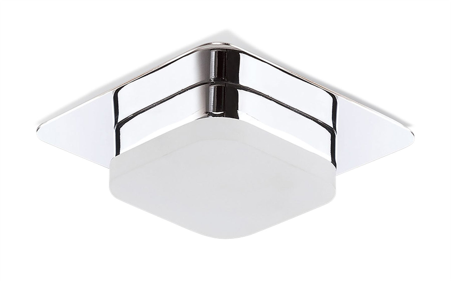 Mantra Fusion Marcel Recessed Down Light 5W LED Square 3000K IP44, 450lm, Polished Chrome/Frosted Acrylic, Cut Out: 70mm, Driver Included, 3yrs Warranty