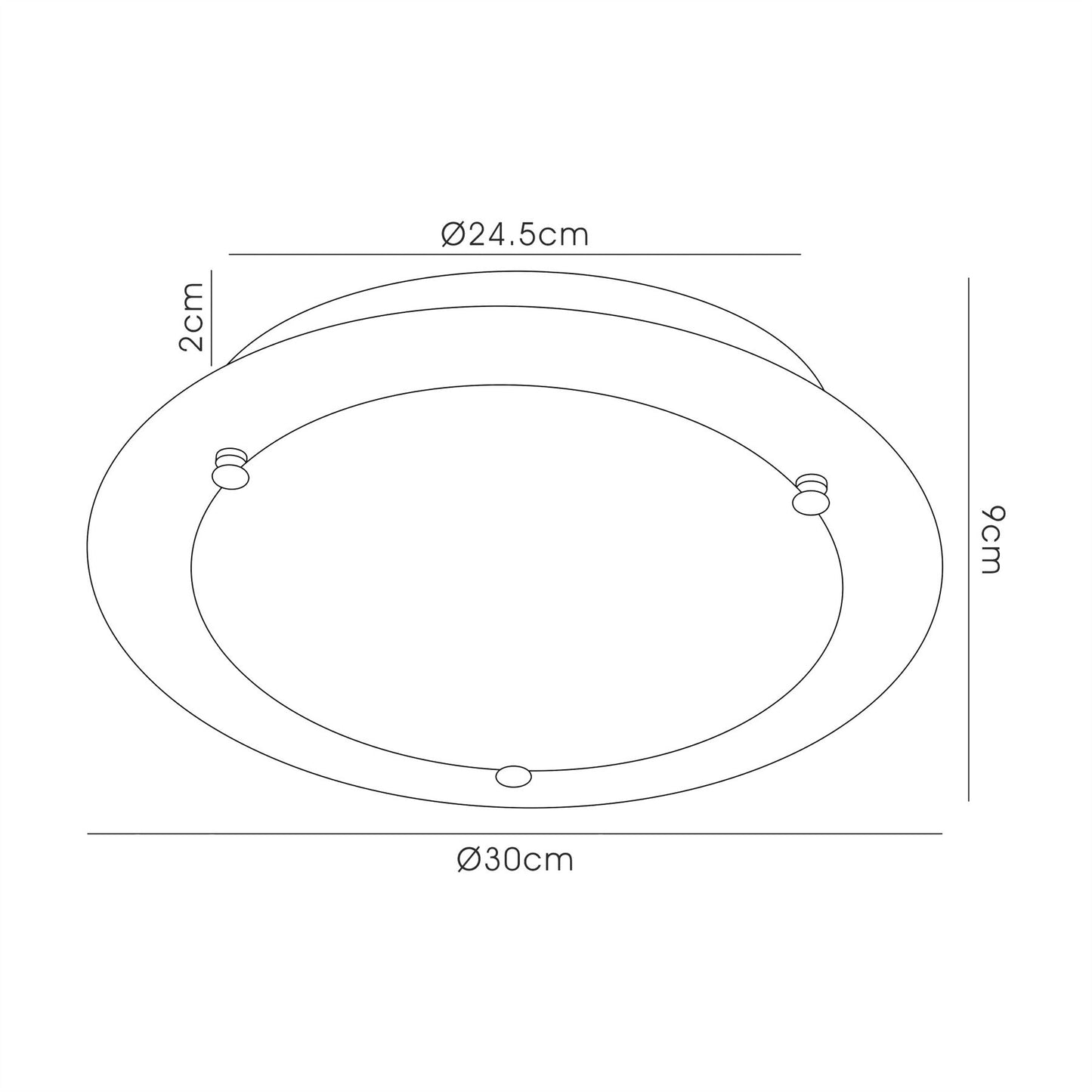 Deco Brooklyn Ceiling 300mm Round 2 Light E27 Polished Chrome
