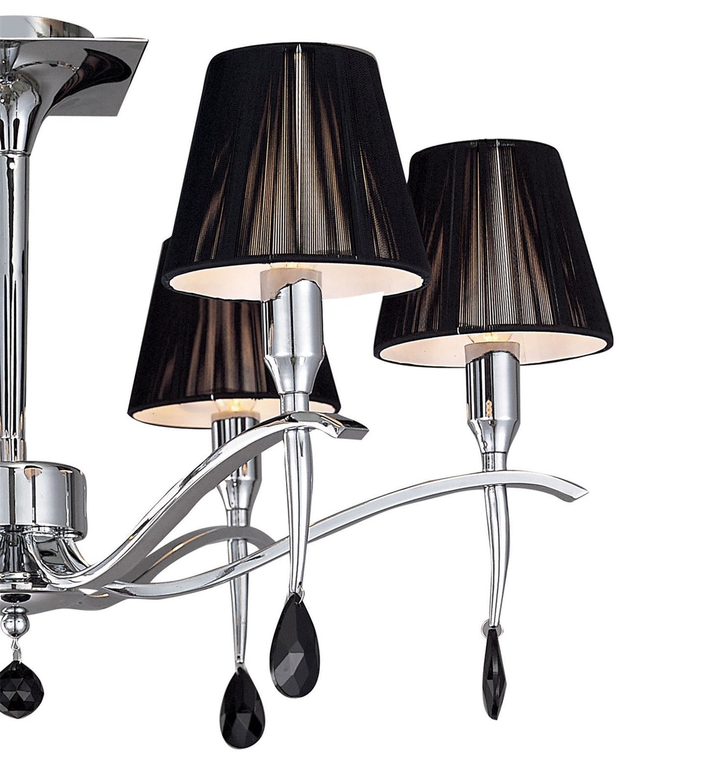 Mantra M0344 Siena Semi Ceiling Round 6 Light E14, Polished Chrome with Black Shades and Black Crystal