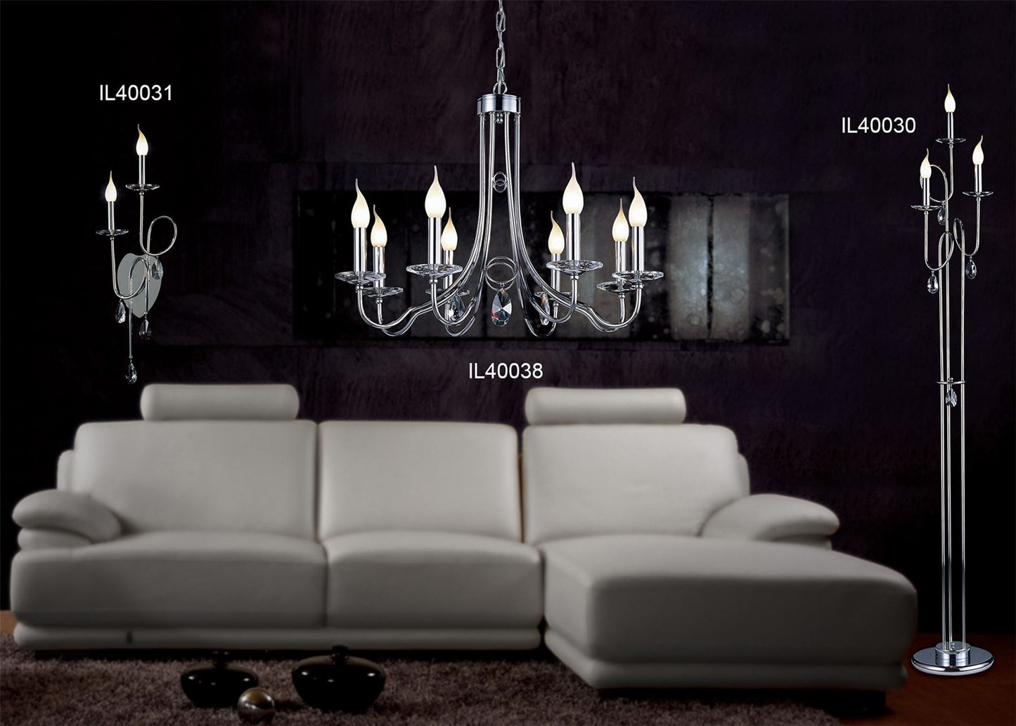 Diyas Danya 69cm  Round 8 Light E14 Polished Chrome/Crystal Ceiling Pendant Light Fitting