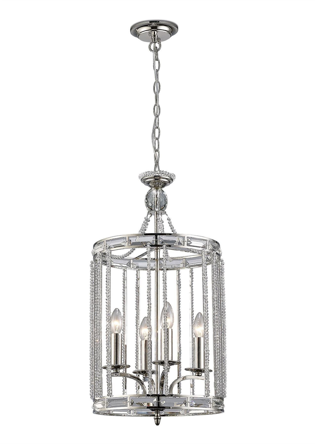 Diyas Adina  4 Light E14 Polished Nickel/Crystal Ceiling Pendant Light Fitting