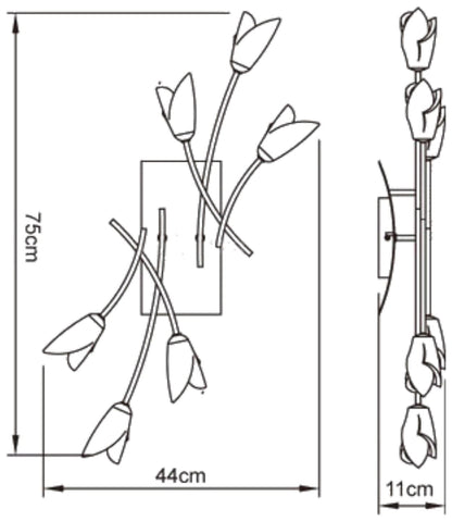 Mantra Pietra Ceiling/Wall Switched 6 Light G9, Polished Chrome