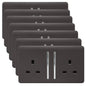 Trendi 2 Gang Artistic Modern Glossy 13 Amp Switched Plug Socket Dark Brown (7 Pack)