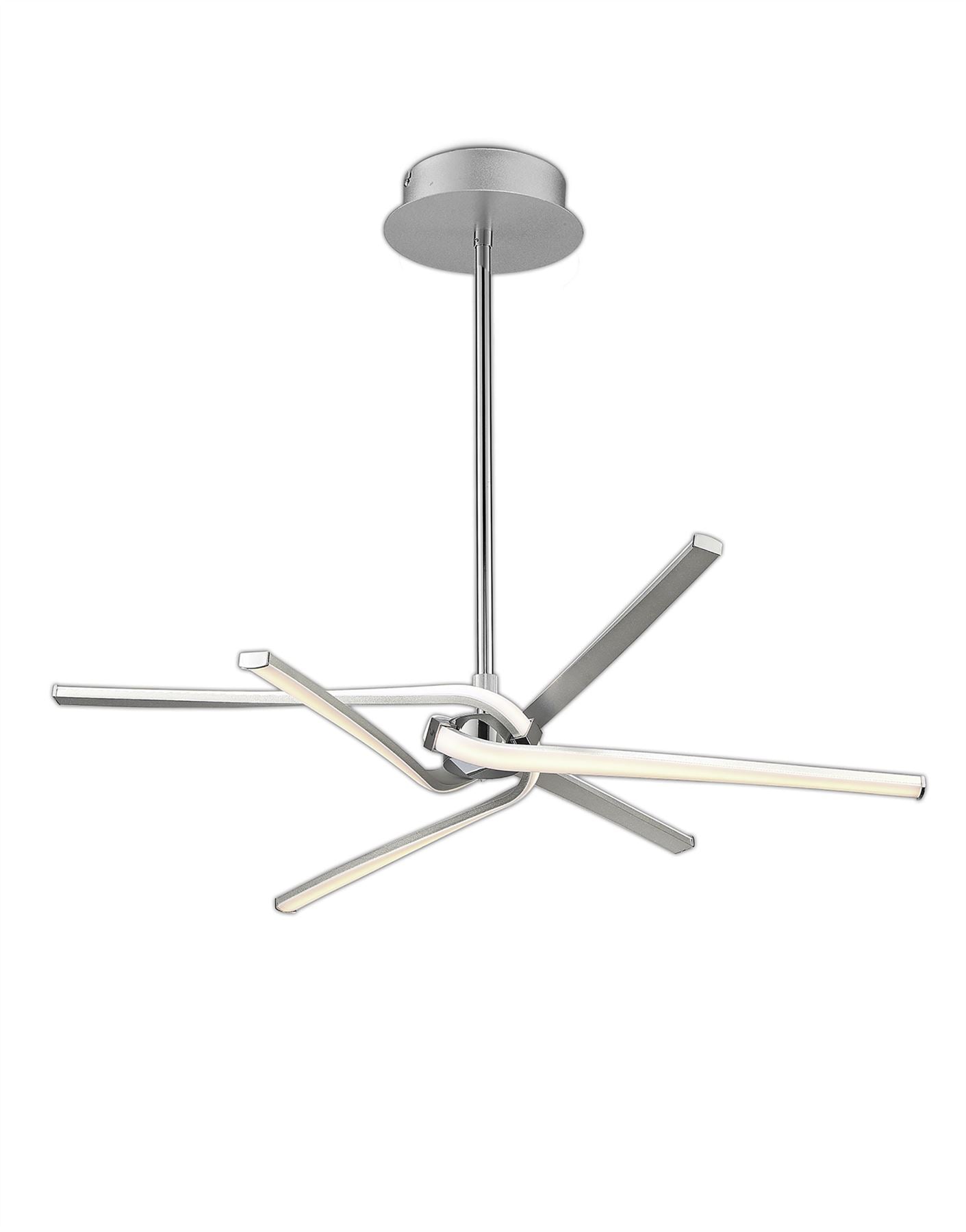 Mantra M4991 Knot Telescopic\Semi Ceiling 45W LED Curved Arms 3000K, 3150lm, Silver/Frosted Acrylic/Polished Chrome, 3yrs Warranty - M4991 Ceiling