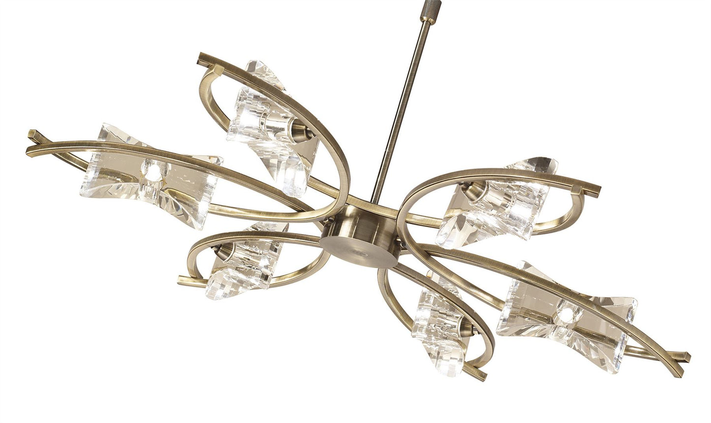 Mantra Kromo 79cm Telescopic Convertible To Semi Flush 6 Light G9, Antique Brass