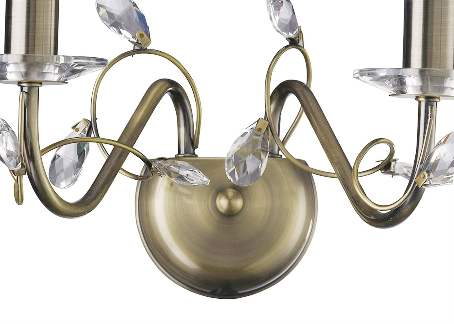 Diyas Willow Wall Light WITHOUT SHADE 2 Light E14 Antique Brass/Crystal