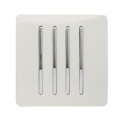 Trendi 4 Gang 2 Way Artistic Modern 10 Amp Rocker Light Switch White ART-SS8WH