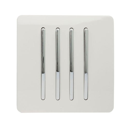 Trendi 4 Gang 2 Way Artistic Modern 10 Amp Rocker Light Switch White ART-SS8WH