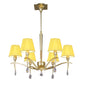 Mantra Siena 63cm Pendant Round 6 Light E14, Polished Brass with Amber Cream Shades and Clear Crystal