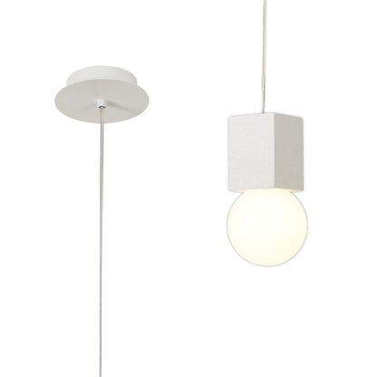 Mantra Galaxia 12cm Pendant Square, 1 Light E27, White/White Cement
