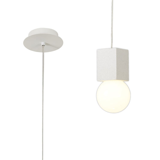 Mantra Galaxia 12cm Pendant Square, 1 Light E27, White/White Cement