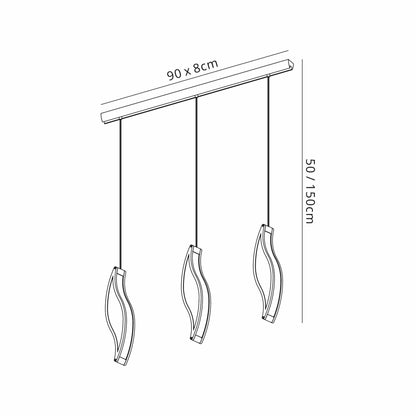 Mantra Sintesys Linear Pendant 3 Drop E27 3 Light E27 Bar, Polished Chrome/White Acrylic, CFL Lamps INCLUDED