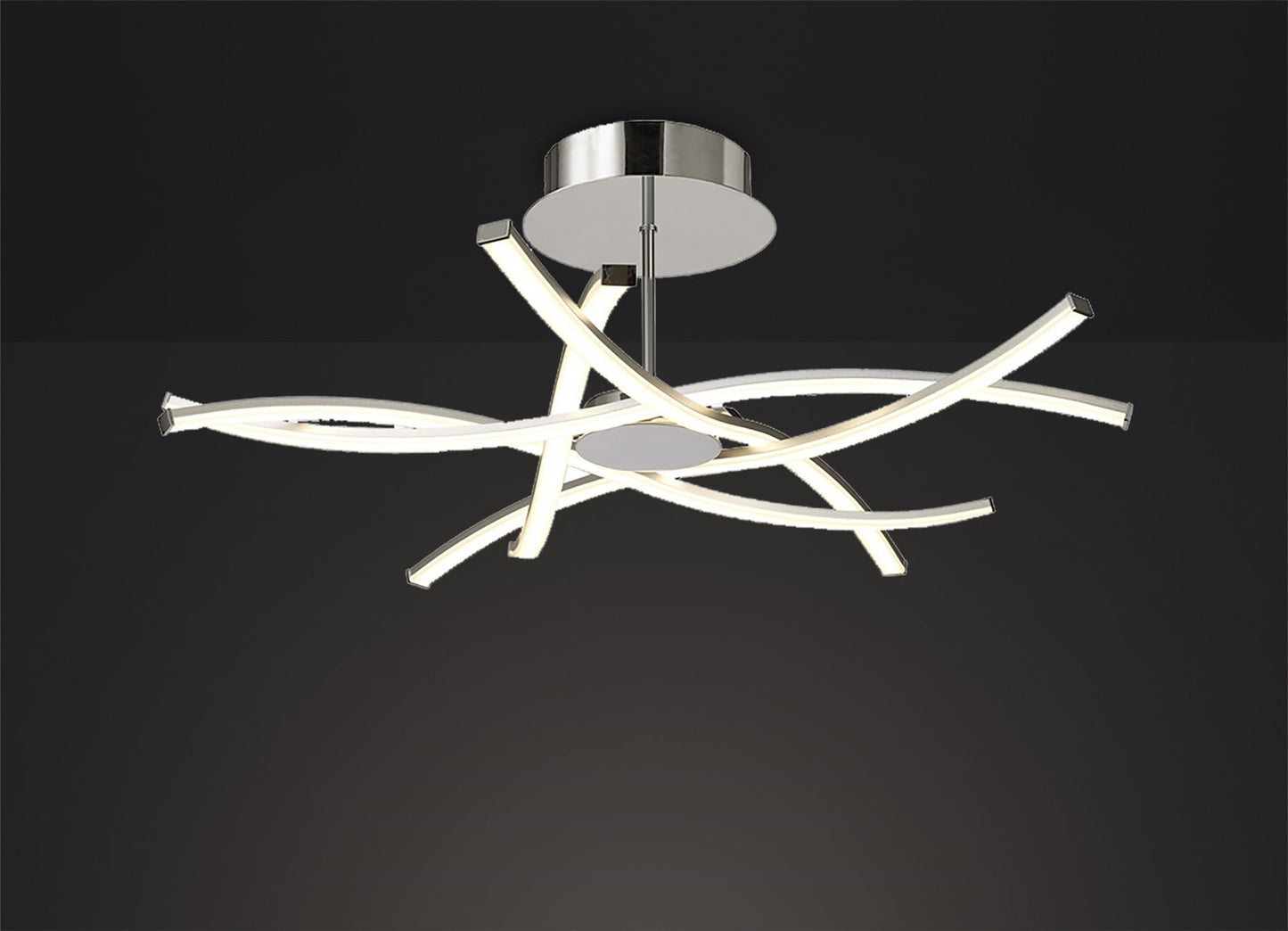 Mantra Aire LED Aire Semi Flush, 42W LED, 3000K, 3700lm, Silver/Frosted Acrylic/Polished Chrome, 3yrs Warranty Ceiling