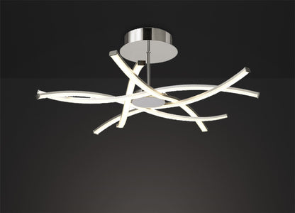 Mantra Aire LED Aire Semi Flush, 42W LED, 3000K, 3700lm, Silver/Frosted Acrylic/Polished Chrome, 3yrs Warranty Ceiling