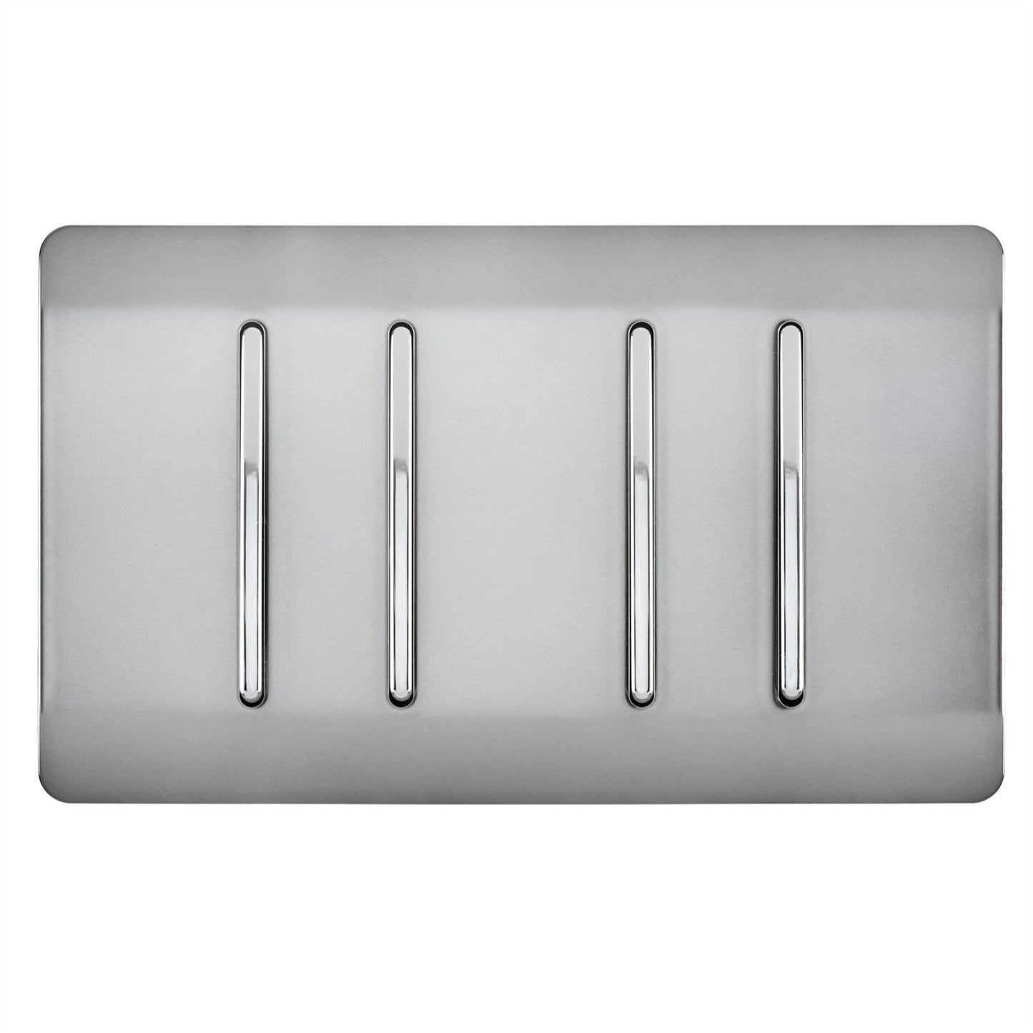 Trendi Artistic Modern Glossy 4 Gang 2 Way Stainless Steel Rocker Double Plate Tactile Light Switch