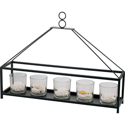 Diyas Home (DH) Athena 4 Candle Holder Large Black/Clear Glass Art