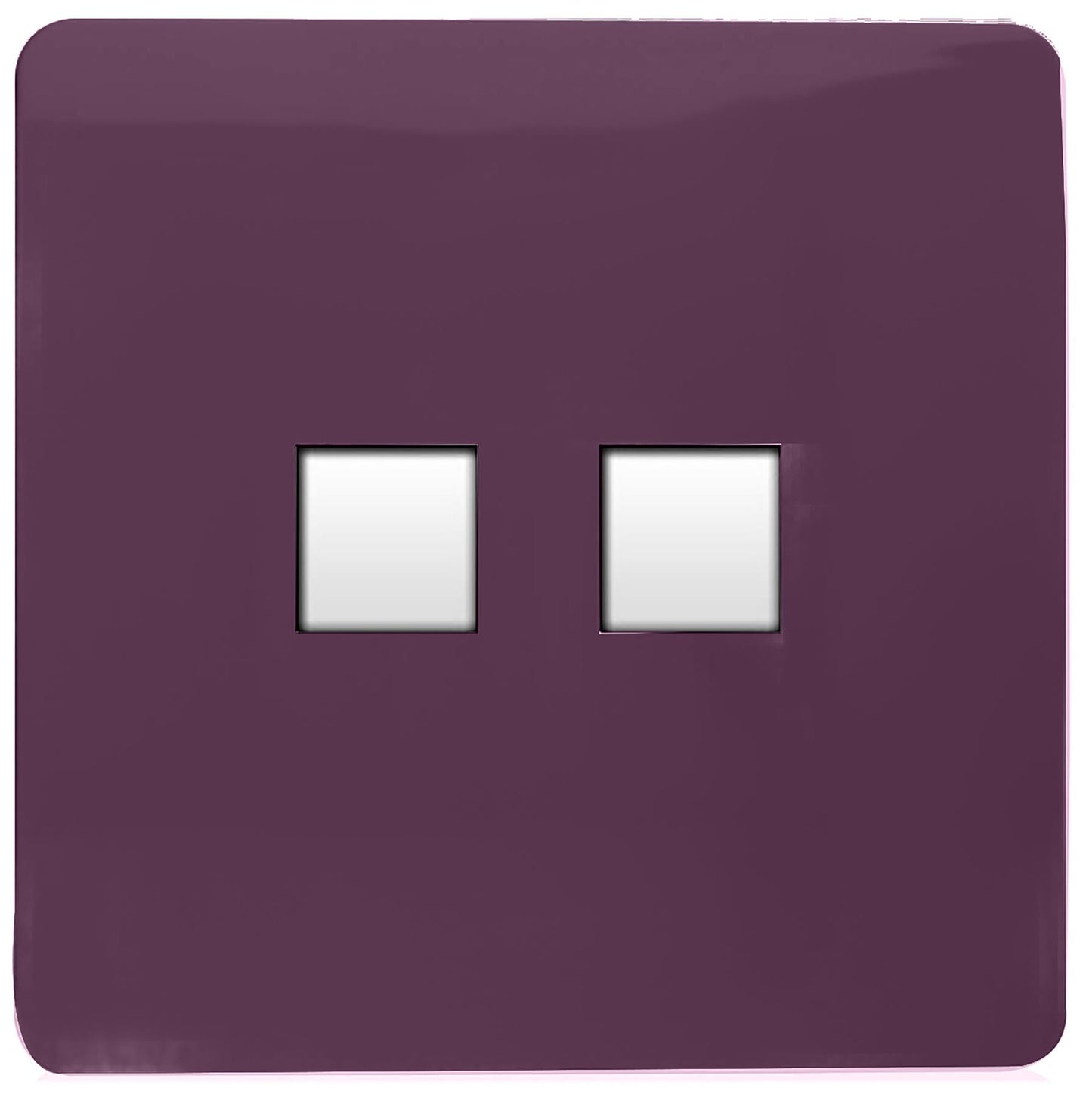 Trendi Artistic Modern Glossy Tactile Telephone Socket + Cat 5e&Cat 6 RJ45 PC Socket Plum