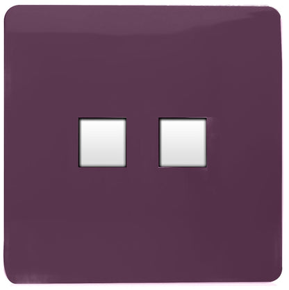Trendi Artistic Modern Glossy Tactile Telephone Socket + Cat 5e&Cat 6 RJ45 PC Socket Plum