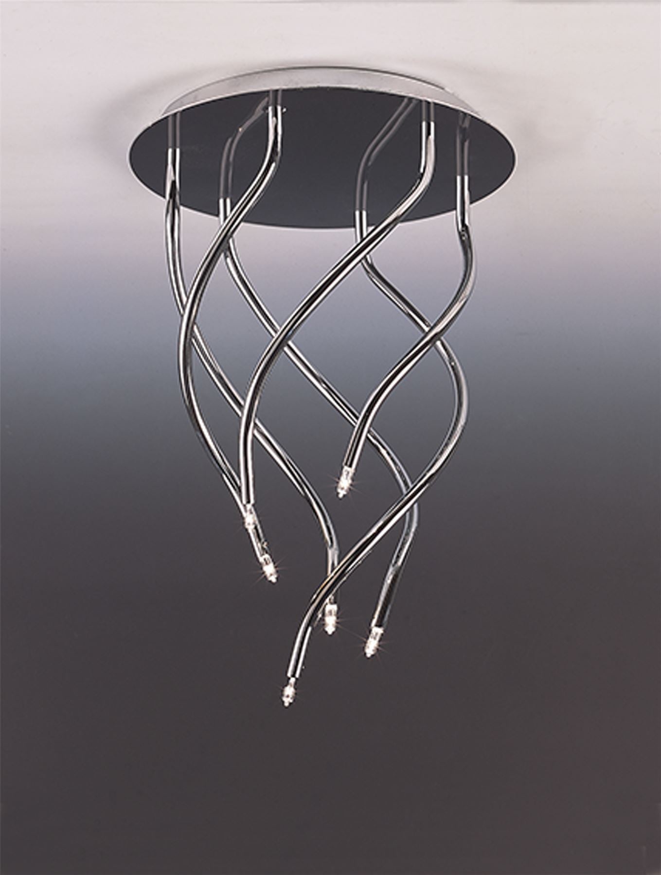 Mantra Aire 32.5cm Ceiling Round 6 Light G4 Vertical Arms, Polished Chrome, NOT LED/CFL Compatible