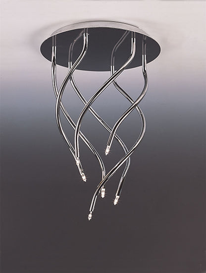 Mantra Aire 32.5cm Ceiling Round 6 Light G4 Vertical Arms, Polished Chrome, NOT LED/CFL Compatible