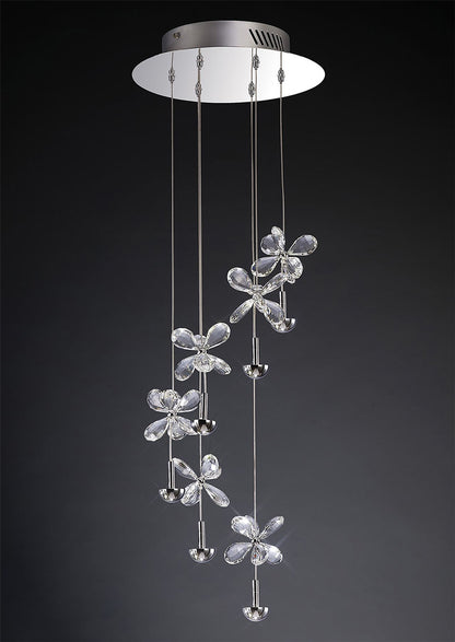 Diyas Aviva 30cm  6 Light 4000K LED Polished Chrome/Crystal Ceiling Pendant Light Fitting