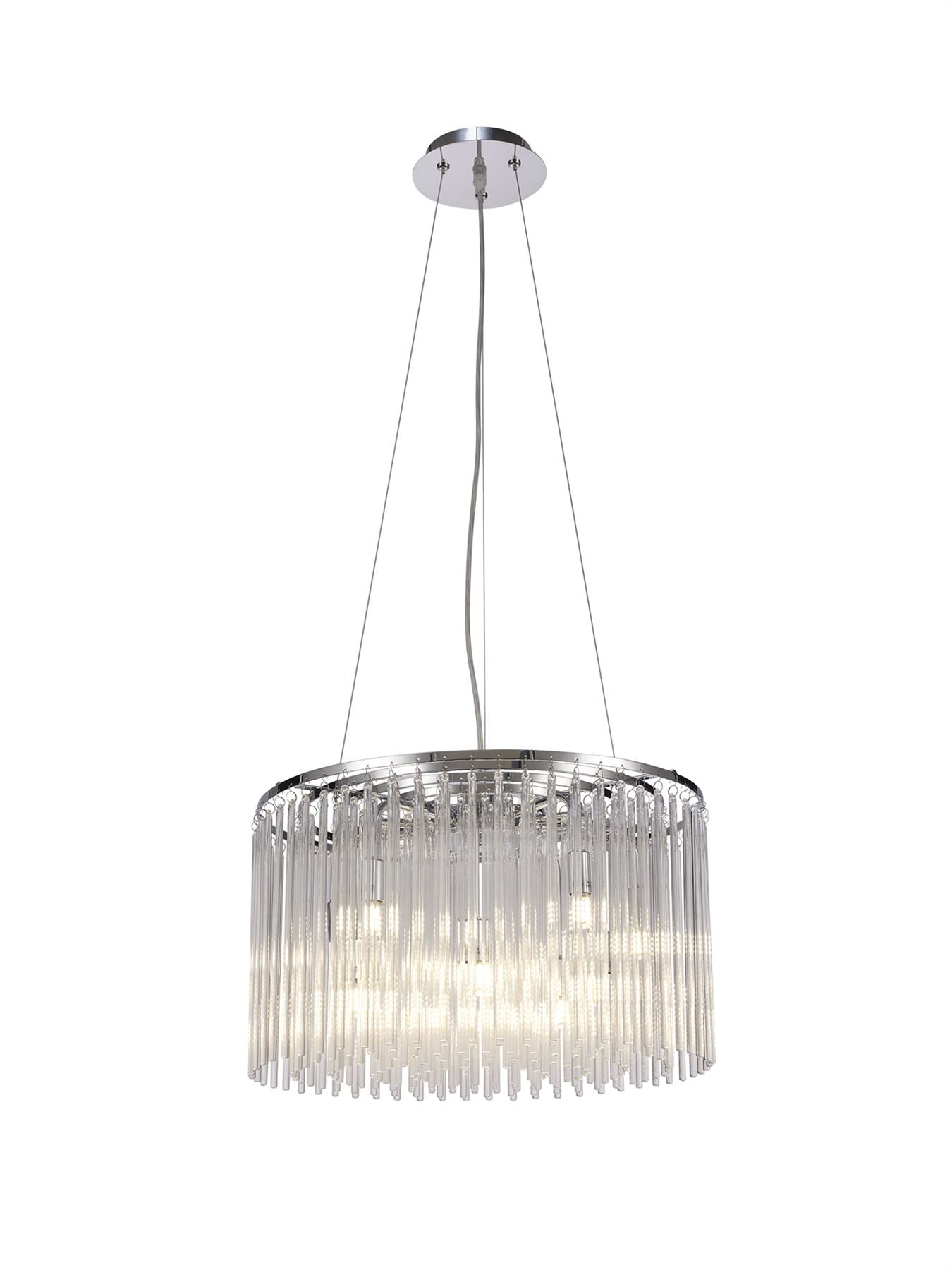 Diyas Zanthe 45cm  Round 10 Light G9 Polished Chrome/Clear Glass Ceiling Pendant Light Fitting