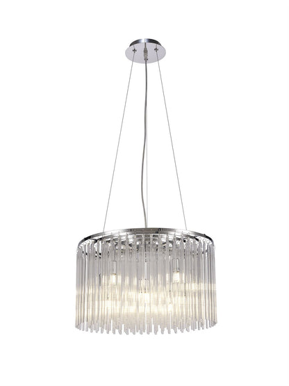 Diyas Zanthe 45cm  Round 10 Light G9 Polished Chrome/Clear Glass Ceiling Pendant Light Fitting